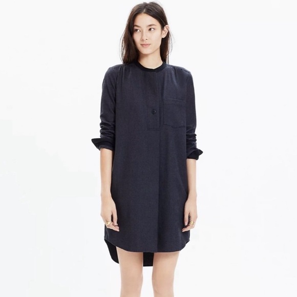 Madewell Dresses & Skirts - Madewell Wool Blend Flannel Latitude Shift Dress in Charcoal Gray